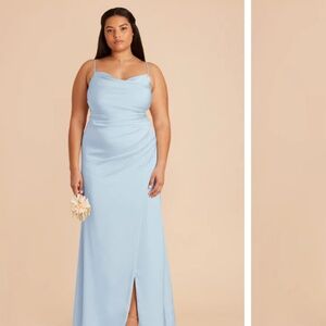 Lydia Matte Satin Dress -  1X / MIST BLUE
